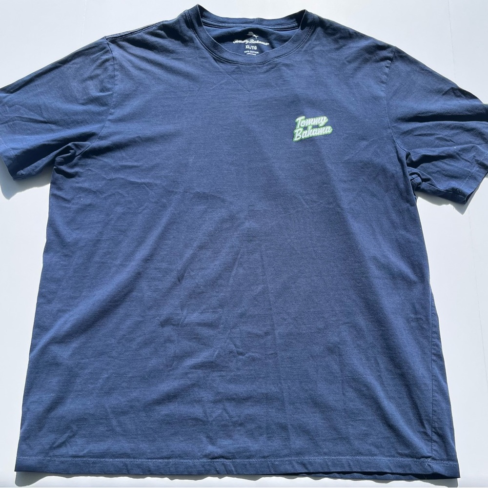 Tommy Bahama Men's Vintage Happy Grillmore T-Shirt Size XL Navy Short Sleeve